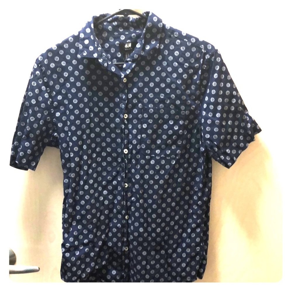 Blue Circle Patterned H&M Men’s Short Sleeve Shirt